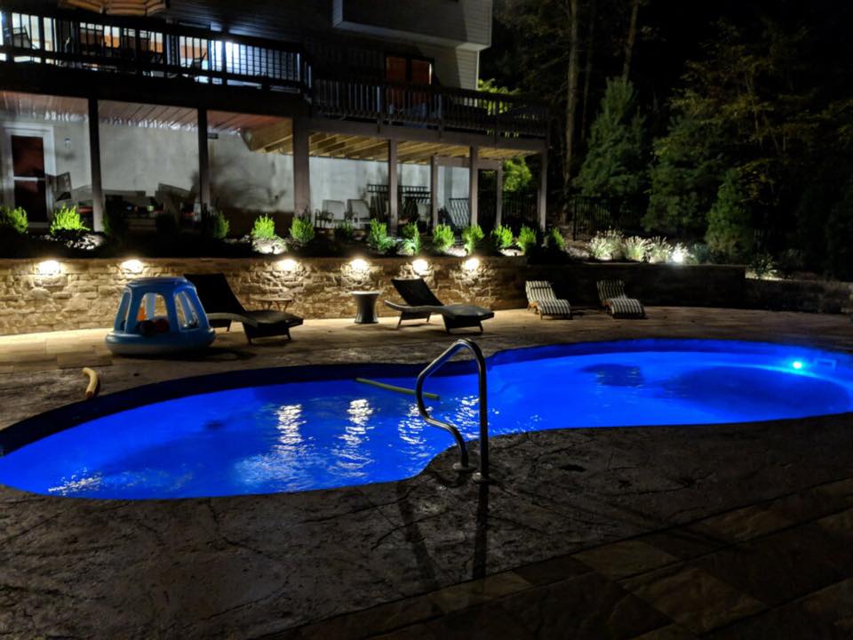 Lincoln In-Ground Pool at night