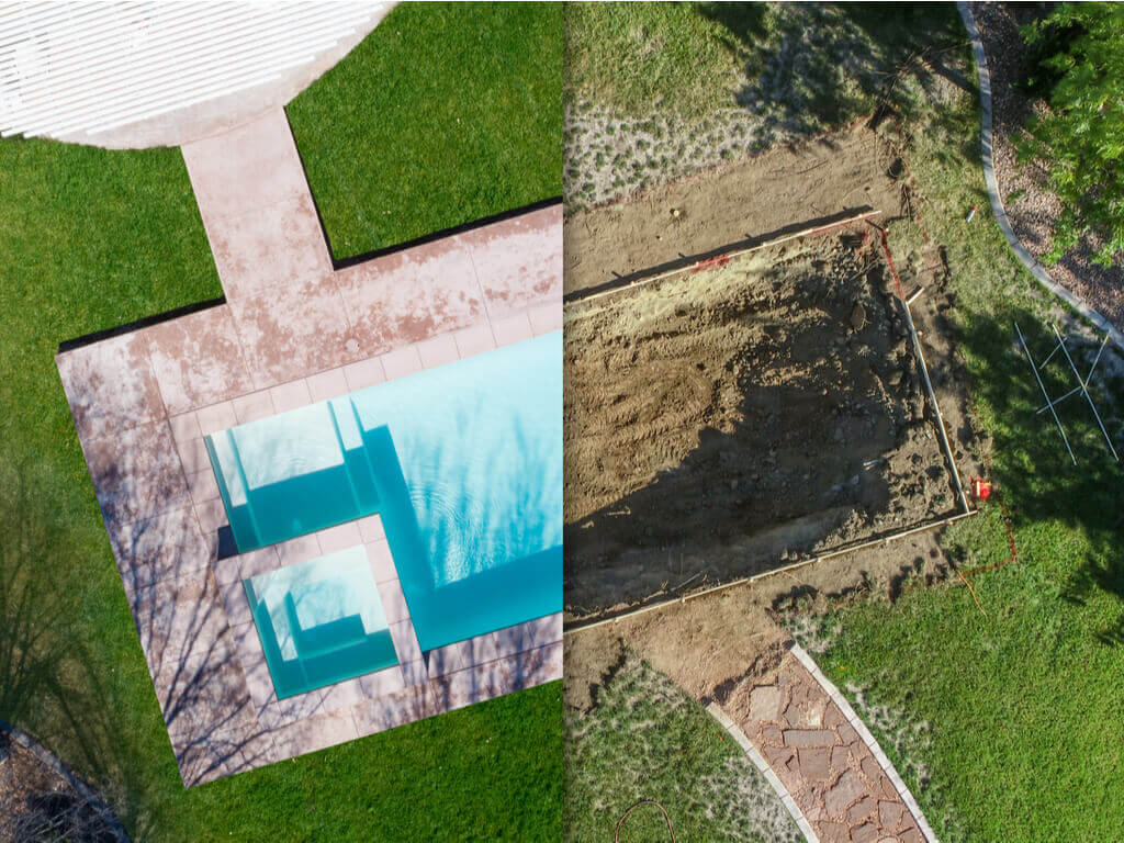 pool construction before and after